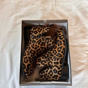 Franco Sarto Leopard Print Ankle Booties - Tan and Black